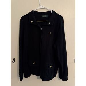 Lauren Ralph Lauren Black Knit Jacket Gold Buttons Womens 2X Blazer
